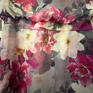 Adrianna Papell Floral Midi Dress - Pink and White